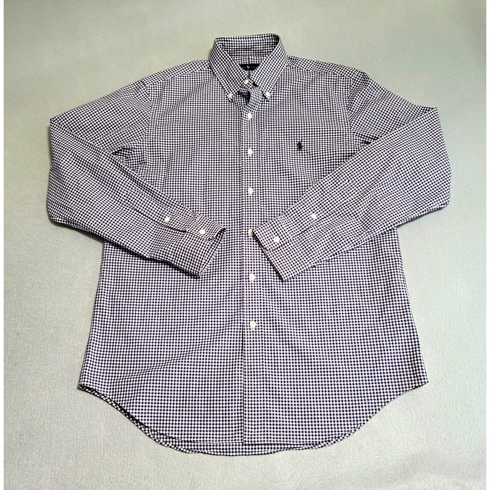 Ralph Lauren Long Sleeve Button Down Checked 100% Cotton Oxford Shirt Men's M